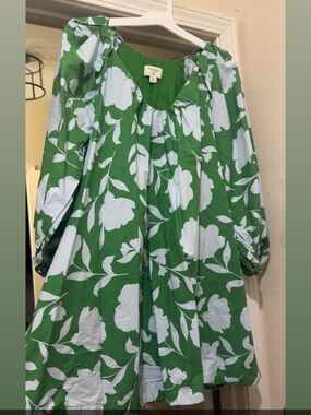 kate spade Green and White Floral Puff Sleeve Dress